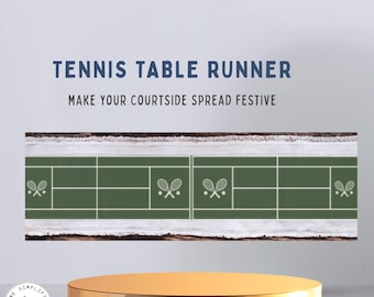 Preppy Tennis Court Table Runner | Country Club Tennis Decor | Green Tennis Tablescape | Tennis Party Table Runner | Tennis Lover Gift