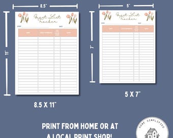 Tulip Baby Shower Guest List Tracker; Printable RSVP Sheet 5x7 & 8.5x11; Floral Pink and Green Theme; Home Simplified