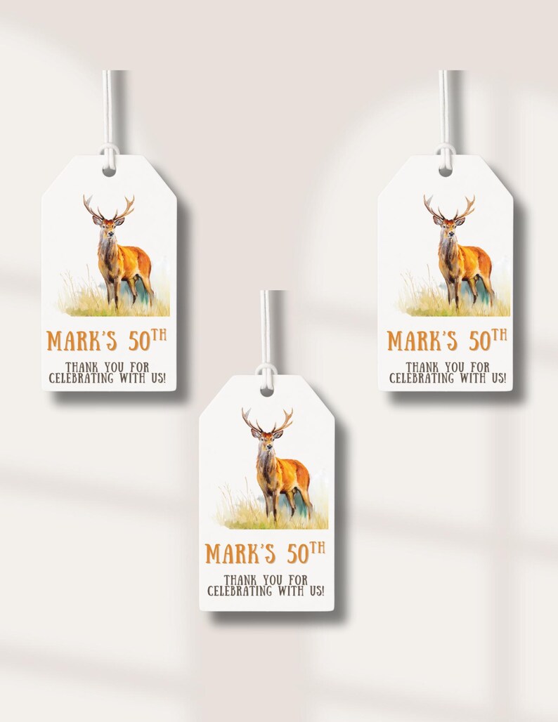 Stag Tag Pattern Example Stag 50th Birthday Gift Tags Printable; Rustic Deer Favor Tag Template ...