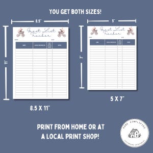 Pink Bassinet Baby Shower Guest List Tracker; Printable RSVP Tracker PDF; 5x7 and 8.5x11 Sizes; Girl Shower Planner Sheet