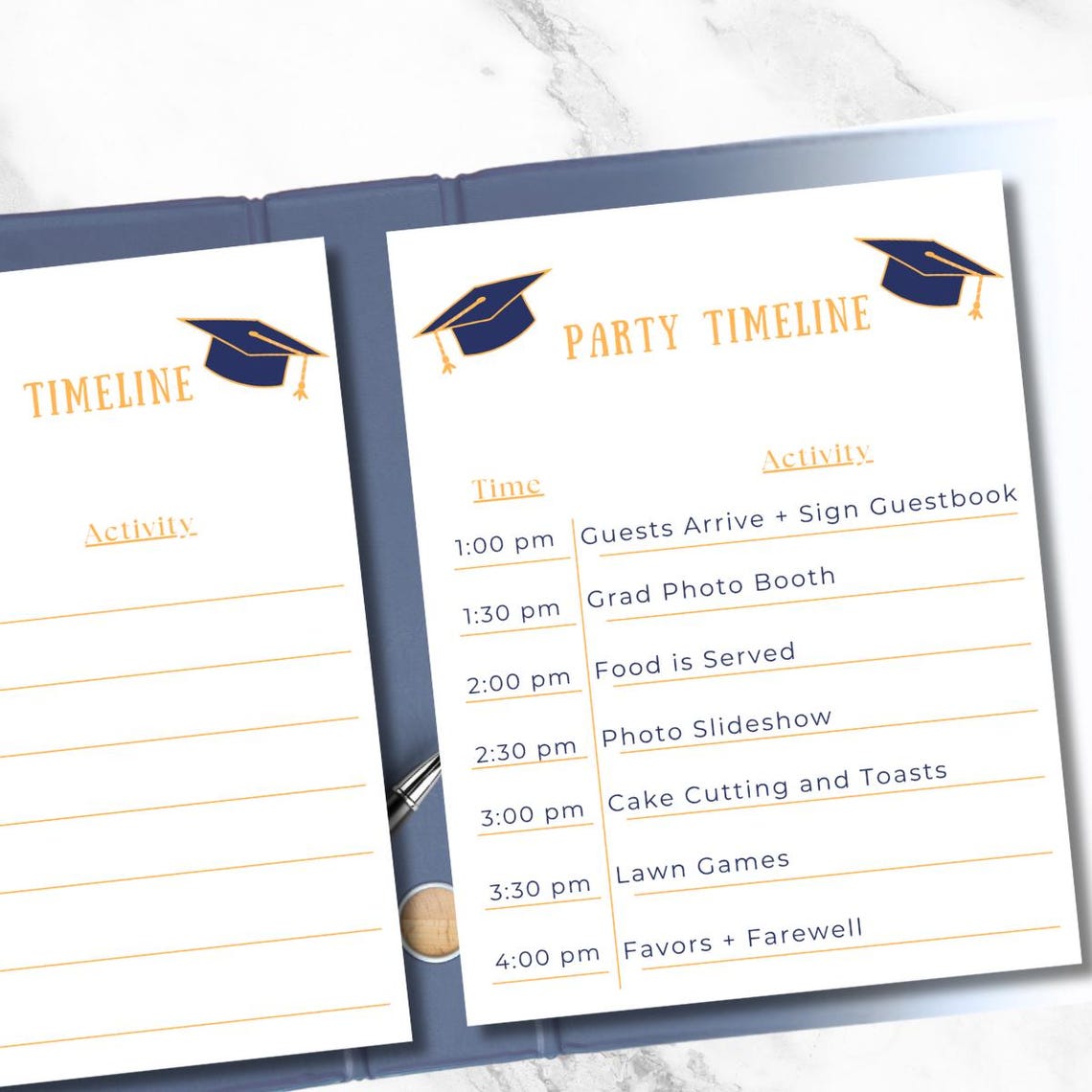 Graduation Party Timeline Printable & Editable; Grad Cap Party Schedule ...