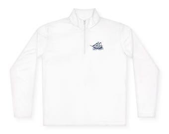 Gibson Island Navy Sailboat Quarter-Zip Pullover | Nautical Embroidered Pullover