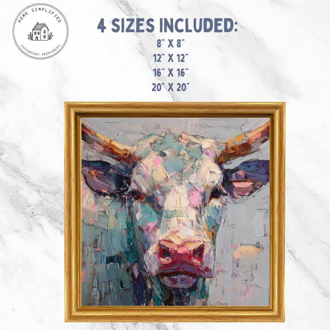 Abstract Bull Wall Art Printable; Bull Art Print; Modern Farm Animal ...
