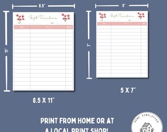 Tulip Shower Gift Tracker; Printable Gift Log for Bridal or Birthday Party; 5x7 and 8.5x11 PDF for Shower; Thank You Tracker