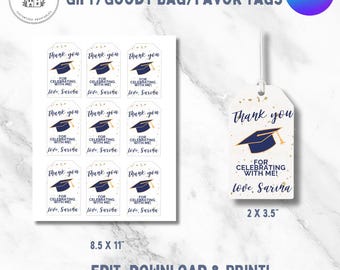 Graduation Party Favor Tag; Editable Canva Template; Printable Goody Bag Tag; Instant Download; Customizable Graduation Gift Tag