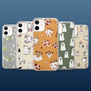 Cute Ghost Phone Case Halloween Cover for iPhone 16Pro, 15, 14, 13, 12, Samsung S25, S24, S23, S22, A16, A55, A25, Pixel 9Pro, 8