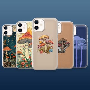 Mushroom Phone Case Trippy Fungi Cottagecore Cover for iPhone 16Pro, 15, 14, 13, 12, Samsung S25, S24, S23, S22, A16, A55, A25, Pixel 9Pro