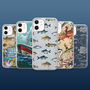Capa de celular estilo peixe para pesca de robalo para iPhone 16Pro, 15, 14, 13, 12, Samsung S25, S24, S23, S22, A16, A55, A25, Pixel 9Pro, 8