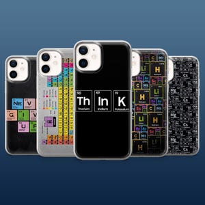 Vetenskapligt telefonskal med kemi och periodiskt system för iPhone 16Pro, 15, 14, 13, 12, Samsung S25, S24, S23, S22, A16, A55, A25, Pixel 9Pro, 8