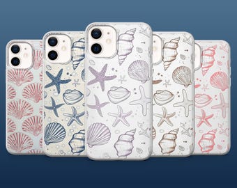 Seashells Phone Case Summer Beach Cover for iPhone 16Pro, 15, 14, 13, 12, Samsung S25, S24, S23, S22, A16, A55, A25, Pixel 9Pro, 8