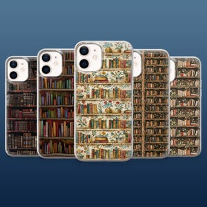 Bookshelf Phone Case Library Art Wooden Furniture Cover for iPhone 16Pro, 15, 14, 13, 12, Samsung S25, S24, S23, S22, A16, A55, A25, Pixel 9