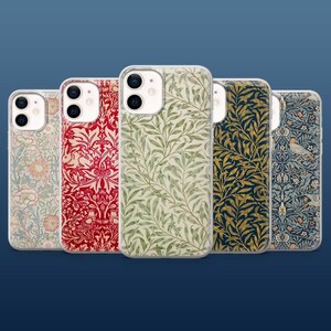 Funda de teléfono William Morris Artistic Simple para iPhone 16Pro, 15, 14, 13, 12, Samsung S25, S24, S23, S22, A16, A55, A25, Pixel 9Pro, 8