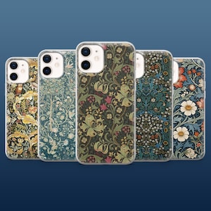 Funda de teléfono William Morris con diseño de flores silvestres para iPhone 16Pro, 15, 14, 13, 12, Samsung S25, S24, S23, S22, A16, A55, A25 y Pixel 9Pro