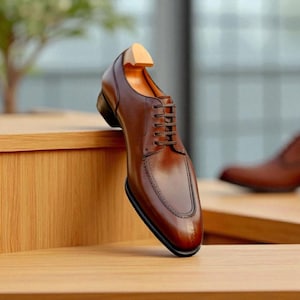 New Classic, Hand Made Men&#39;s Stylish Brown Shaded Genuine Leather Lace Up Men&#39;s Formal Party Wear Oxford Wedding Dress Derby Shoes