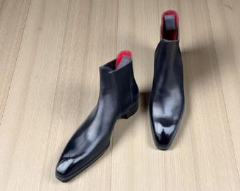 Botines Chelsea de cuero negro hechos a mano: Zapatos Oxford formales para hombre