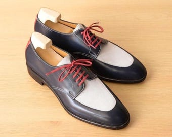 navy and cream dress shoes Rich Cream and Navy Blue Leather - Handmade Tango Shoes