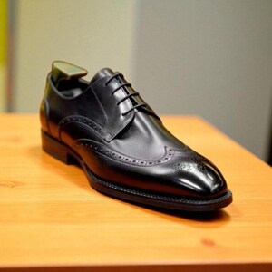 Bespoke New Classic, Hand Made Men&#39;s Stylish Black Leather Lace Up Wing Tip Men&#39;s Formal Oxford Party Wear Dress Wedding Derby Brogue Shoes
