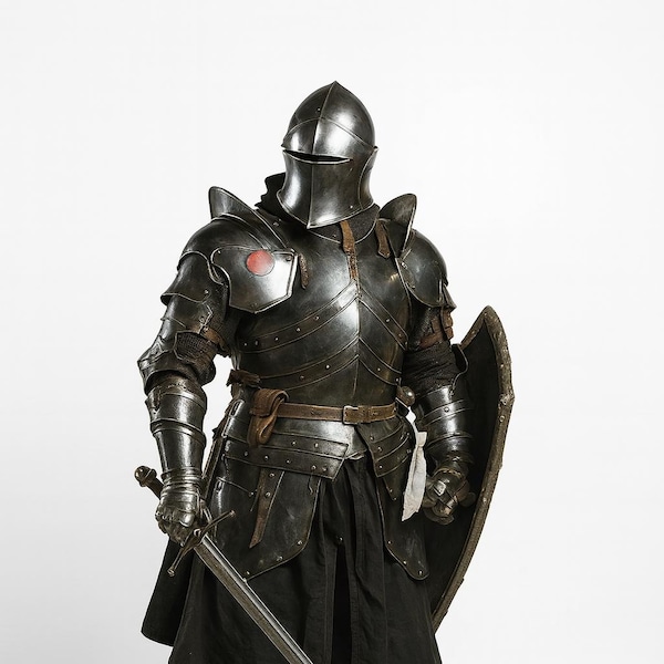Armadura de Barbuta de cuerpo completo / Obra maestra de protección medieval / Armadura de placa completa de caballero para Cosplay y LARP,