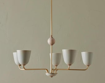 1950's Mid Century Brass Chandelier-5 Light Italian Brass Chandelier-Pendant Sputnik chandelier light Fixture Modern Brass Chandelier