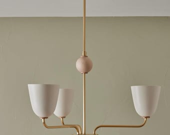 1950'sMid Century Brass Chandelier-3 Light Italian Brass Chandelier-Pendant Sputnik chandelier light Fixture Modern Brass Chandelier