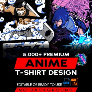 5,000+ Premium Anime Designs Bundle For DTF DTG Printing Anime T-shirt Designs Special Pack + 400 Premium Mockups Bonus