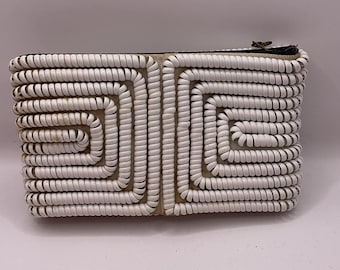 Vintage 1940's Clutch Handbag Telephone Cord Purse Off White Sold As Is!!