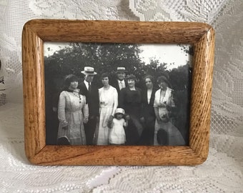 Vintage Edwardian Late Teens Photo Black And White Photo In A Newer Wood Frame Both Sold Together 8" X 6"
