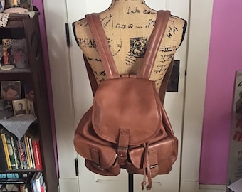 Vintage 1990's Backpack Brown Genuine Soft Leather *Clava American*