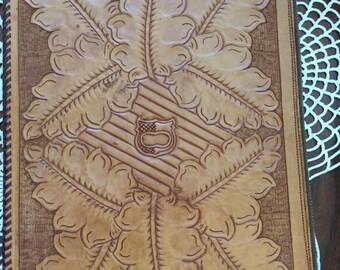 Vintage jaren 1950 koppeling Hand zak tas Hand Tooled lederen metalen rits sluiting Monogram Letter D