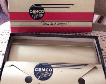 Vintage 1920s 1930s GEMCO Garters Box For S.S. Kresge Art Deco Graphics Fabulous Decorative Item The Box Is EMPTY Listing Is For The Box