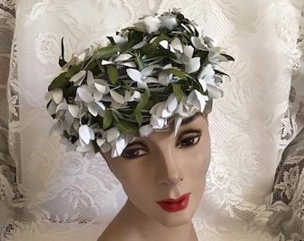 Vintage Off-White Mesh Pillbox Hat Floral Pearls Vintage Off-White Mesh Pillbox Hat Floral Pearls | eBay main image 3