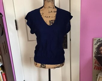 Vintage 1980's 1990's Vest Sweater Vest Dark Blue Acrylic *Barry & Me Too* Label