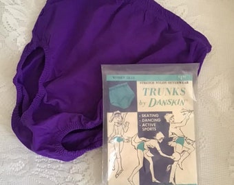 Vintage 1970's Panties *Trunks By Danskin* Womens Dark Purple Deadstock In Original Package Stretch Outerwear Sportswear