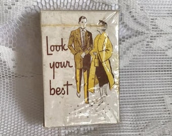 Cartas vintage dos anos 50, estoque morto selado em caixa, um baralho de cartas de jogar * Limpeza de Lindeman * Memorabilia, papel efêmero colecionável