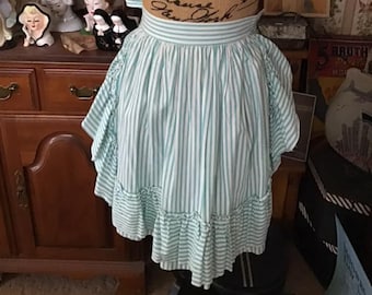 Vintage 1940's Skirt Unique Cotton Striped Skirt Appears Homemade