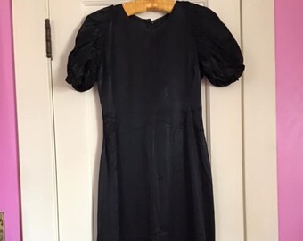 Vintage 1930's 1940's Dark Black Long Dress Has Condition Issues And Sold As Is!