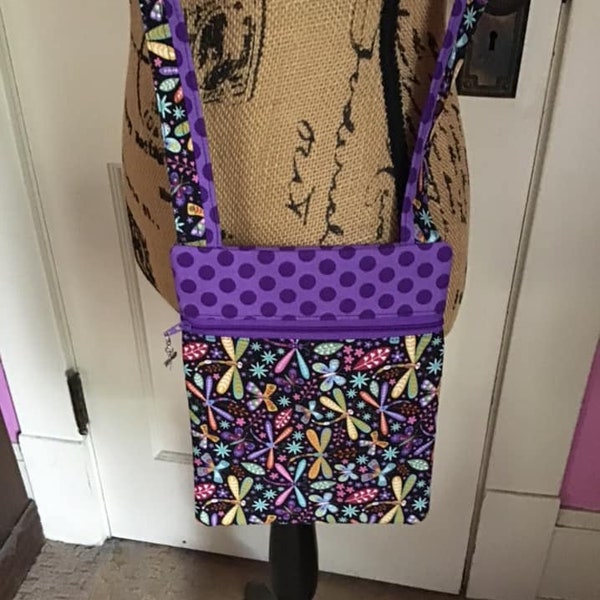 Vintage Y2K Crossbody Shoulder Bag Handmade/Homemade Dragonflies