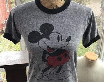 Vintage 1970's 1980's T Shirt RARE Mickey Ringer Tee Shirt Unisex/Male/Female Gray NOT A Reproduction