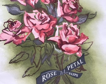 Vintage 1940s 1950s Bag *ROSE PETAL SLIPS* Lingerie Presentation Bag Decor Photography Stage Prop Arts Crafts  Scrap Booking Sold As Is!