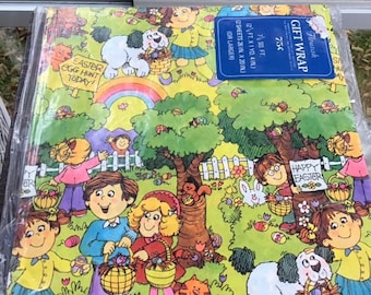 Jahrgang 1970 Geschenkpapier Papier Deadstock 2 Blatt * Ostern Thema * gedeihen Geschenk wickeln bunten Papier Ephemera Kunsthandwerk Scrapbooking