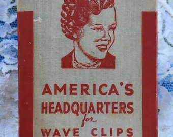 Vintage 1920s 1930s GOODY Brand Wave Clips-End Curlers-Curl Clips In Original Box Contains 7 Aluminum Clips Theater Stage Prop (INV #7)