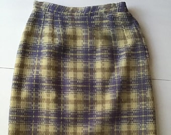 Vintage 1960 Gonna Lavanda Lana Plaid -un Ronbary Classic da Chicago Gonna Co.