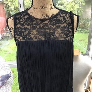 Vintage jaren 1980 jurk Flapper geïnspireerd zwarte stof Lace zilver/zwarte Fringe Blue Fringe jaren 1980 doet jaren 1920 Charleston Flapper Halloween Goth