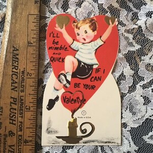 Vintage 1960's Valentine Card *Jack Be Nimble* Paper Ephemera Scrap Booking Arts Crafts Collectible Memorabilia Re-Purpose