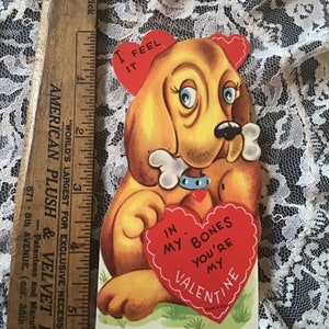 Vintage 1960's 1970's Valentine Card Puppy With A Bone Scrap Booking Paper Ephemera Arts Crafts Memorabilia Collectible Re-Purpose