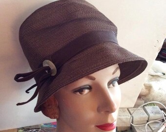 Vintage 1950s Hat Brown Straw Styled By Juli-Kay Chicago