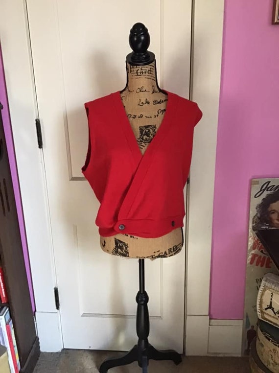 Vintage 1970's Sweater Vest Red Australian Zephyr 