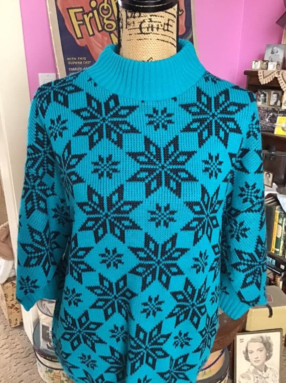 Vintage 1970's 1980's Sweater Pullover Mock Turtl… - image 4