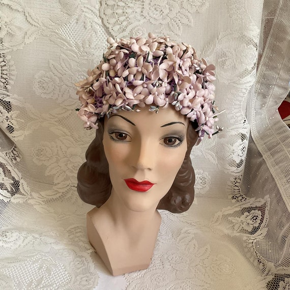 Vintage 1950's 1960's Hat Lavender Woven Straw Ad… - image 9