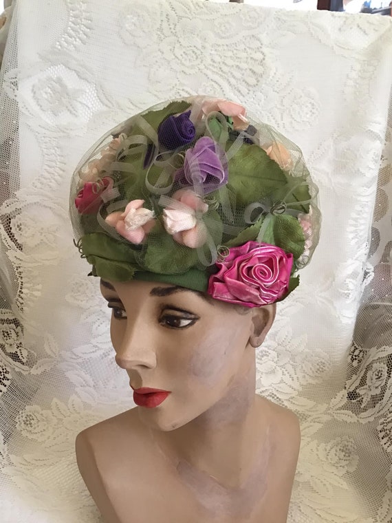 Vintage 1960's Hat Handmade/Homemade With Velvet … - image 9